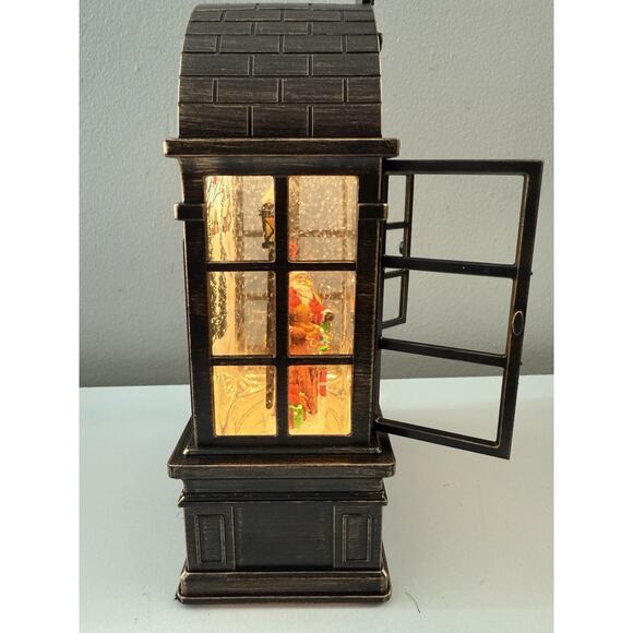 Lighted Christmas Window Snow Globe Santa Sleigh Glitter Water Lantern Decor - Picture 4 of 7